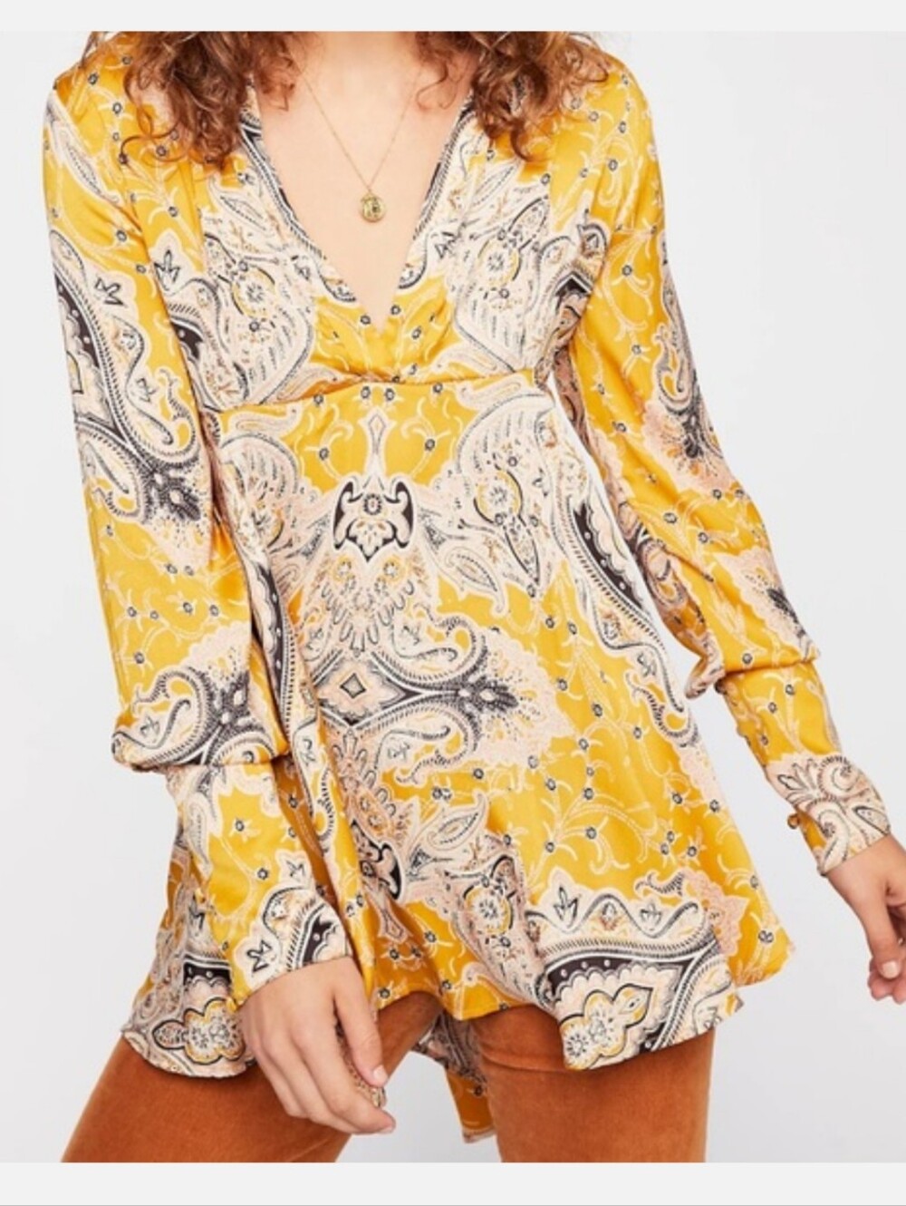 NWT Free People Field of Butterflies Tunic/ Micro Mini Dress Womens Small Yellow